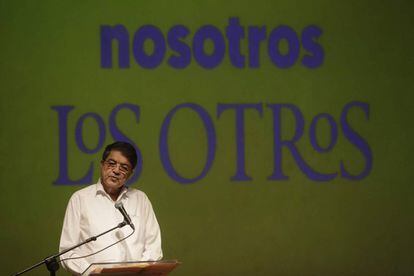 El escritor Sergio Ramirez habla en el festival Centroam&eacute;rica Cuenta, en Managua.