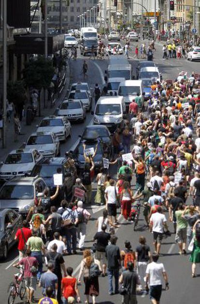 Marcha que los indignados realizaron en julio en Madrid.