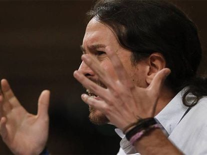 Pablo Iglesias, durante su intervención en el Congreso.