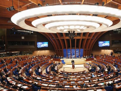 Hemiciclo de la asamblea parlamentaria del Consejo de Europa, en Estrasburgo (Francia).