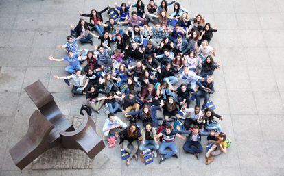 Estudiantes participantes en la jornada Get2Gather 2015, el jueves, en Madrid.