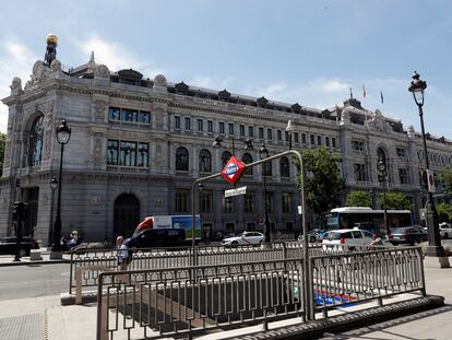 Exterior de la sede del Banco de España, en Madrid.