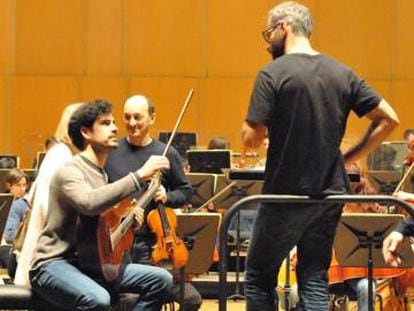 Ensayos de la Sinfónica, con Sáinz Villegas y Slobodeniouk, la semana pasada.