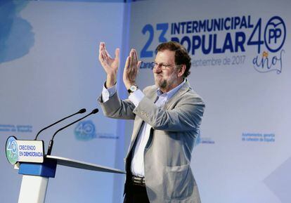 Mariano Rajoy, durante su discurso en Zaragoza. 