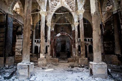 Los restos de la iglesia de Amir Tadros en la provincia egipcia de Menia, al sur de El Cairo.