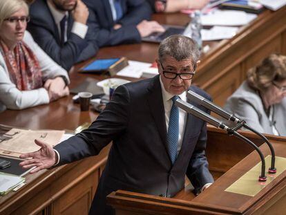 El primer ministro checo, Andrej Babis, durante una sesi&oacute;n parlamentaria en Praga, Rep&uacute;blica Checa, este martes.
