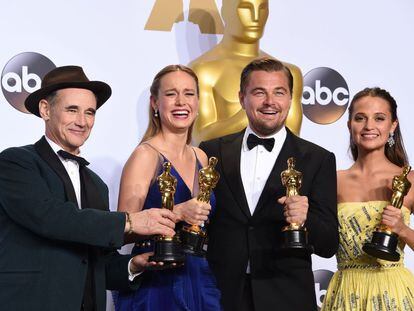 Mark Rylance, Brie Larson, Leonardo DiCaprio y Alicia Vikander.