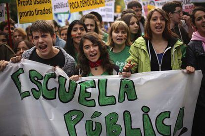 Estudiantes protestan en Madrid, 23 de octubre de 2013. 