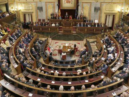 Vista general del hemiciclo del Congreso de los Diputados. 