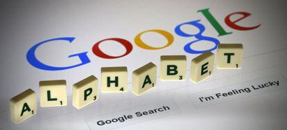 File photo of letters spelling the word &quot;Alphabet&quot; as they are seen on a computer screen with a Google search page in this photo illustration taken in Paris