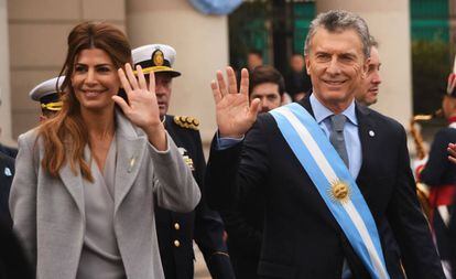 El presidente Mauricio Macri y la primera dama, Juliana Awada, durante el tedéum del 25 de mayo en Buenos Aires.