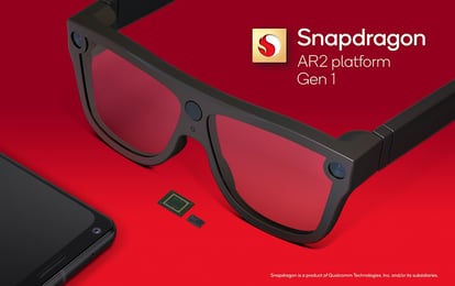 Gafas que incorporan dos procesadores de realidad aumentada y una plataforma de conexión que permite utilizar hasta nueve cámaras a partir del desarrollo Snapdragon AR2 Gen 1.