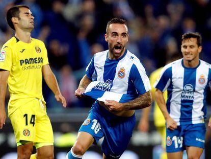 Darder celebra el segundo gol del Espanyol ante el Villarreal.