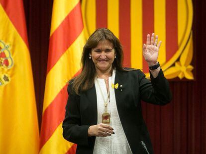 La presidenta del Parlament suspendida, Laura Borràs, posa en el hemiciclo en una imagen de 2021.