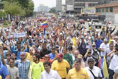 Manifestación contra el régimen de Maduro en Caracas.