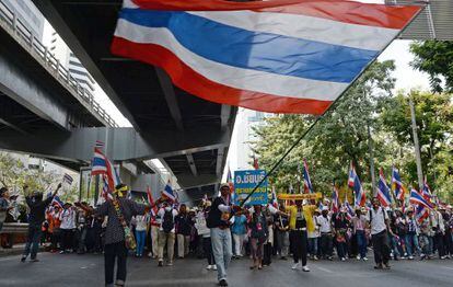 Una de las marchas opositoras pide la dimisi&oacute;n del Gobierno este viernes en Bangkok
