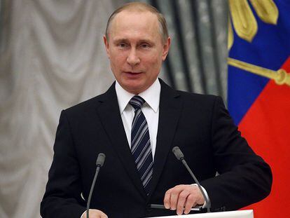 El presidente ruso, Vladimir Putin, presidió esta semana una entrega de premios en el Kremlin.