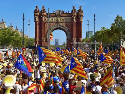 Manifestaci&oacute;n a favor de la independencia de Catalu&ntilde;a en Barcelona.