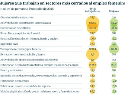 Las 575.000 mujeres que trabajan en profesiones con escasa presencia femenina