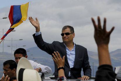 El expresidente de Ecuador Rafael Correa, en julio de 2017 antes de partir hacia Bélgica. 