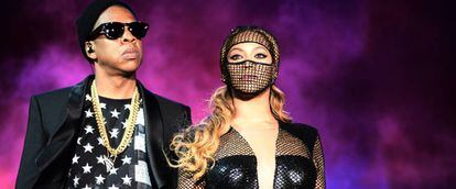 Beyoncé y Jay Z durante un concierto conjunto en San Francisco.