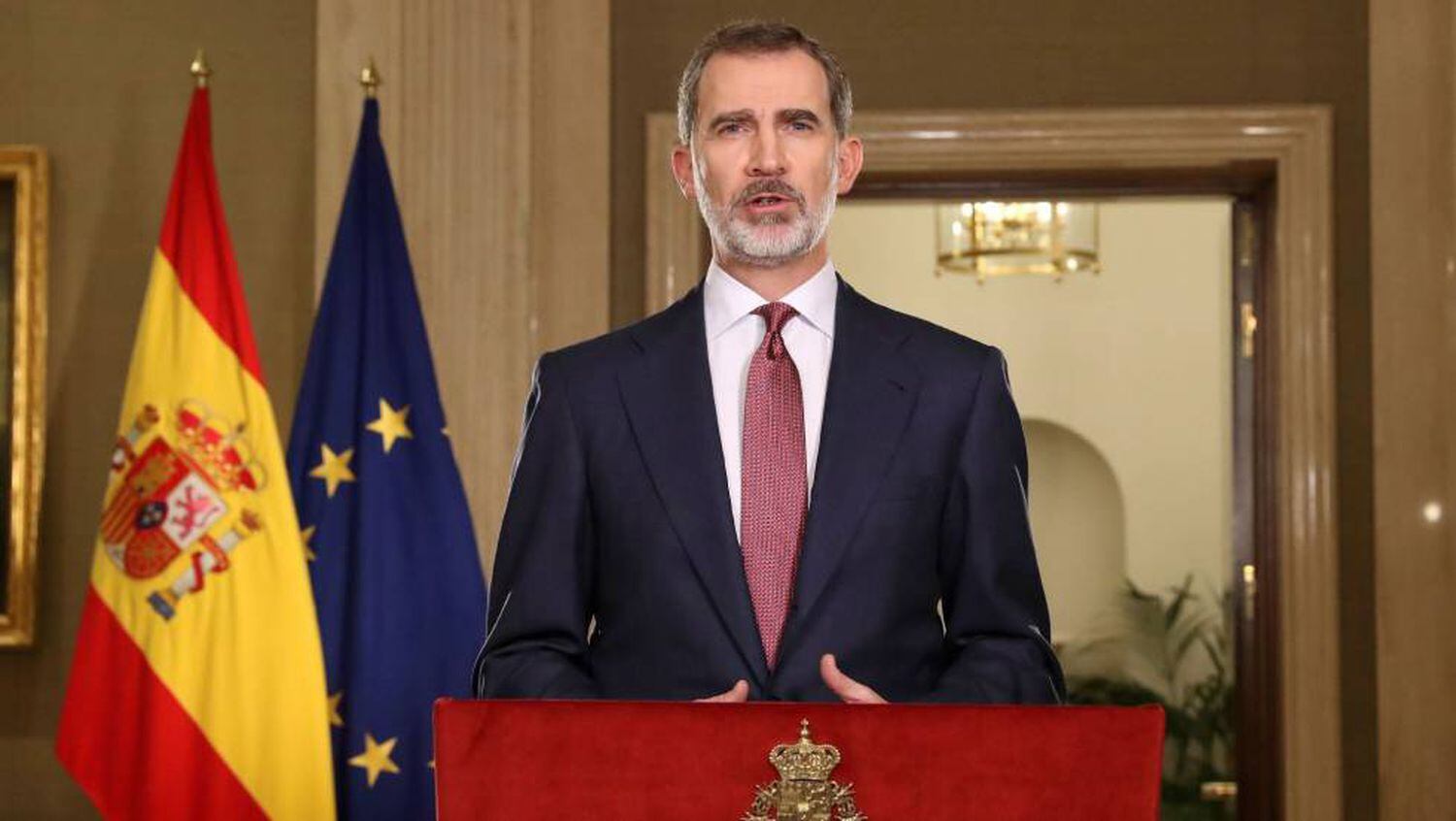 El rey Felipe VI, durante su mensaje a la nación el pasado miércoles.