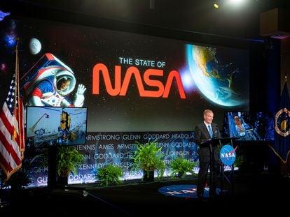 El máximo responsable de la NASA, Bill Nelson, anuncia las nuevas misiones espaciales Davinci y Veritas para estudiar Venus, en la sede de la NASA en Washington, Estados Unidos, el 2 de junio de 2021.