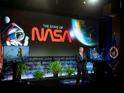 El máximo responsable de la NASA, Bill Nelson, anuncia las nuevas misiones espaciales Davinci y Veritas para estudiar Venus, en la sede de la NASA en Washington, Estados Unidos, el 2 de junio de 2021.