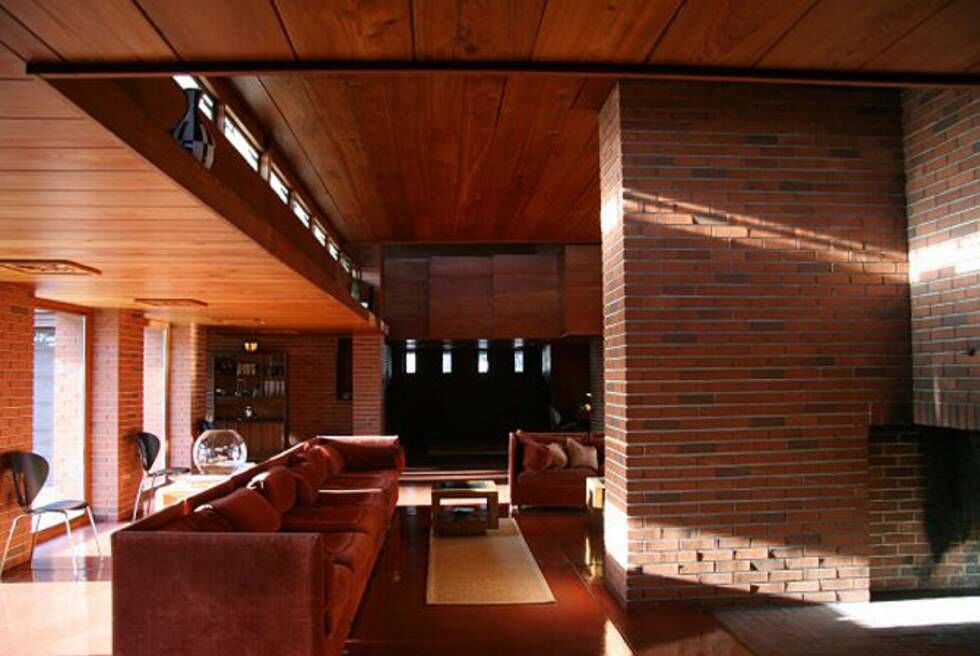 Interior de la Casa Schwartz, de Frank Lloyd Wright, junto al lado Michigan, en Wisconsin (Estados Unidos). |