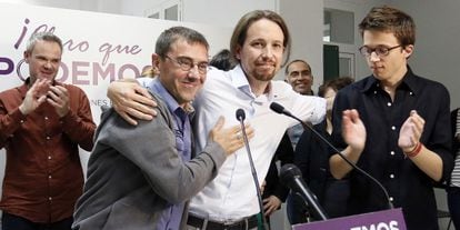 Monedero, Iglesias y Errej&oacute;n, el pasado 25 de mayo.