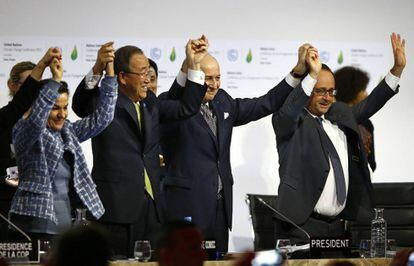Firma del Acuerdo de Par&iacute;s contra el cambio clim&aacute;tico en diciembre de 2015. 