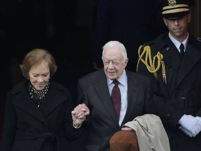 El expresidente de Estados Unidos Jimmy Carter, con su esposa Rosalynn Carter, en 2017.