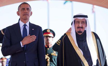 Obama y el rey saud&iacute;, la semana pasada en Riad.