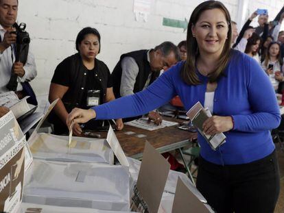 La candidata de Por Puebla al Frente el pasado domingo.
