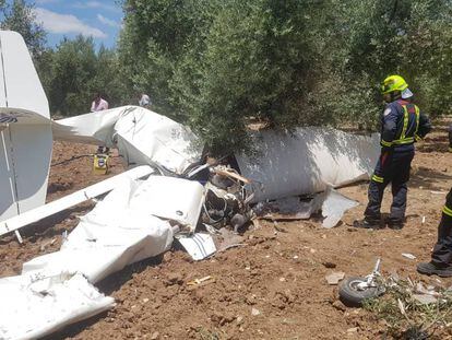 La avioneta accidentada este sábado.