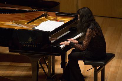 Marielle Labèque durante el recital, el lunes en Zaragoza.
