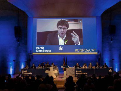 Puigdemont intervé per videoconferència al consell nacional del PDeCAT.
