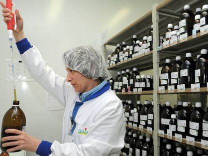 Un trabajador de los laboratorios Boiron en Brest, en el oeste francés, en mayo de  2016. 