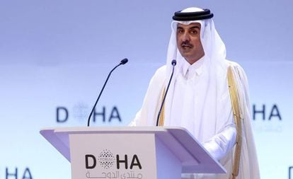 El emir de Qatar, Tamim bin Hamad al Thani, el pasado sábado en el Foro de Doha.