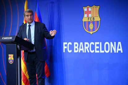 Laporta, durante su aparición este lunes en el Camp Nou.