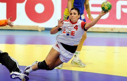 Carmen Martín, durante un partido con España.