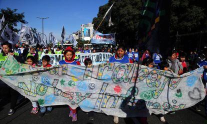 Protesta en Buenos Aires este miércoles para reclamar trabajo.