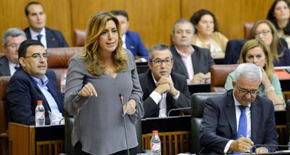 Susana Díaz, durante su intervención en la sesión de control de este jueves.
