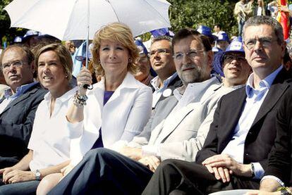 Aguirre, Rajoy y Gallardón en el mitin del PP.