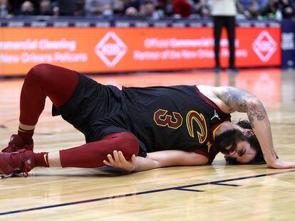 Ricky Rubio, tras lesionarse este miércoles.