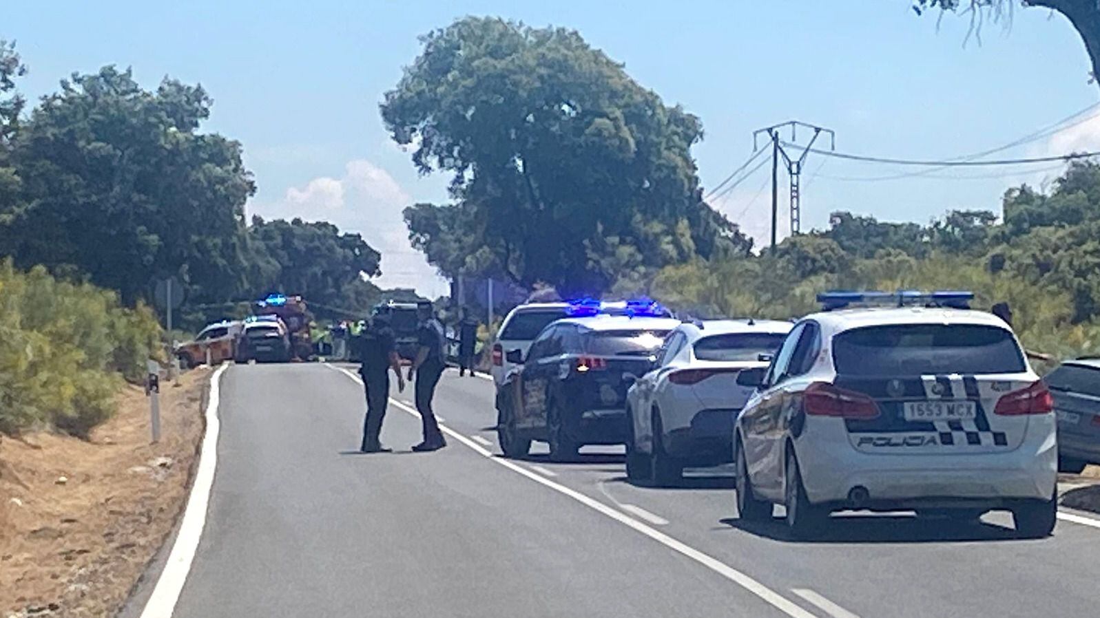 La M-612, cortada por la policía cerca del lugar del suceso.