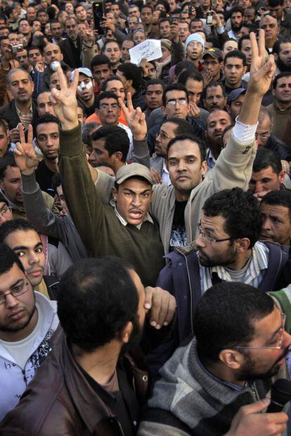 Manifestación antigubernamental en la plaza de la Liberación de El Cairo, el 30 de enero de 2011