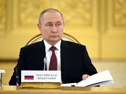 Vladímir Putin, en la reunión de la Organización del Tratado de Seguridad Colectiva, este lunes en Moscú.