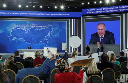 El presidente ruso, Vladímir Putin, durante una conferencia de prensa en diciembre de 2021.