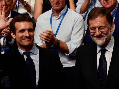 Casado y Rajoy, este sábado en el congreso del PP / En vídeo, Podemos critica la victoria de Casado (ATLAS)